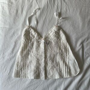 Zara White Embroidered Camisole Top